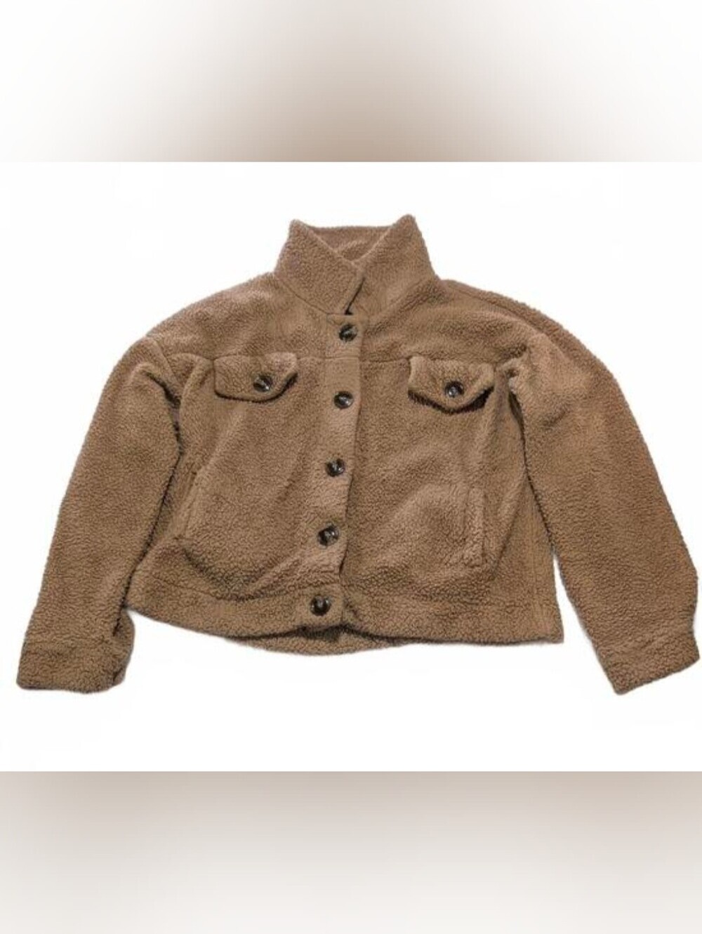 GUILTY Caramel Sherpa Cropped Teddy Jacket Shacket Medium